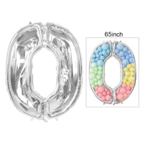 Globo Metálico Numero 0 (65") con Marco de relleno