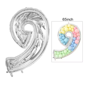 Globo Metálico Numero 9 (65") con Marco de relleno