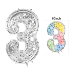 Globo Metálico Numero 3 (65") con Marco de relleno
