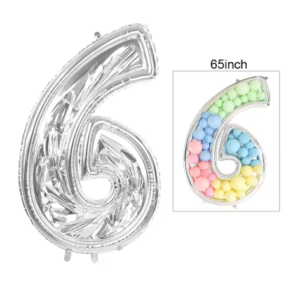 Globo Metálico Numero 6 (65") con Marco de relleno