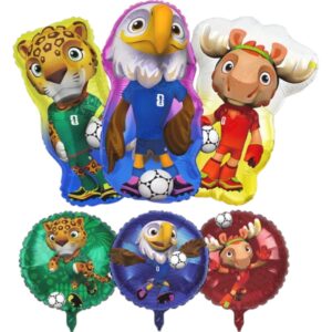 Pack 6 Globos Mascotas  Mundial de futbol