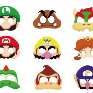 Pack 10 Máscaras Faciales de Papel Super Mario