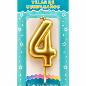 Vela de Cumpleaños Dorada numero 4