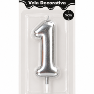 Vela de Cumpleaños Plateado numero 1
