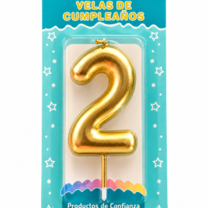 Vela de Cumpleaños Dorada numero 2