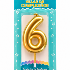 Vela de Cumpleaños Dorada numero 6