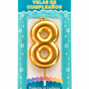 Vela de Cumpleaños Dorada numero 8