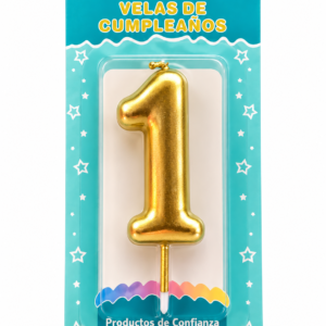 Vela de Cumpleaños Dorada numero 1