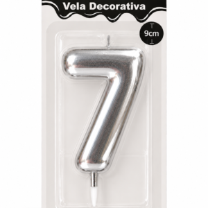 Vela de Cumpleaños Plateado numero 7