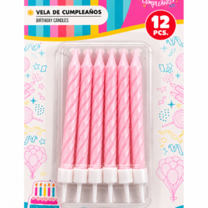 Pack 12 Velas de Cumpleaños rosado